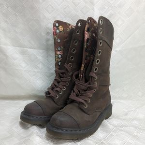 Dr. Martens brown with floral lining
